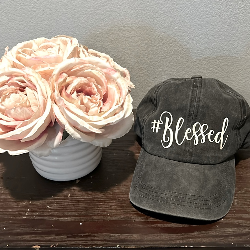 Blessed glitter writing dark gray Velcro back